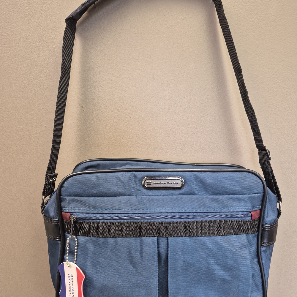 Vintage Y2K American Tourister Luggage TAG Crossbody Travel Bag Nylon 2000s